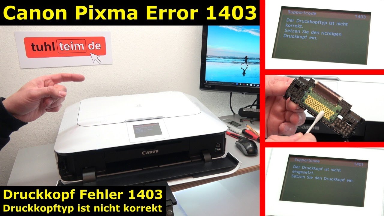 Canon Pixma Druckkopf Fehler 1403 - Druckkopftyp ist nicht korrekt - [4K Video]
