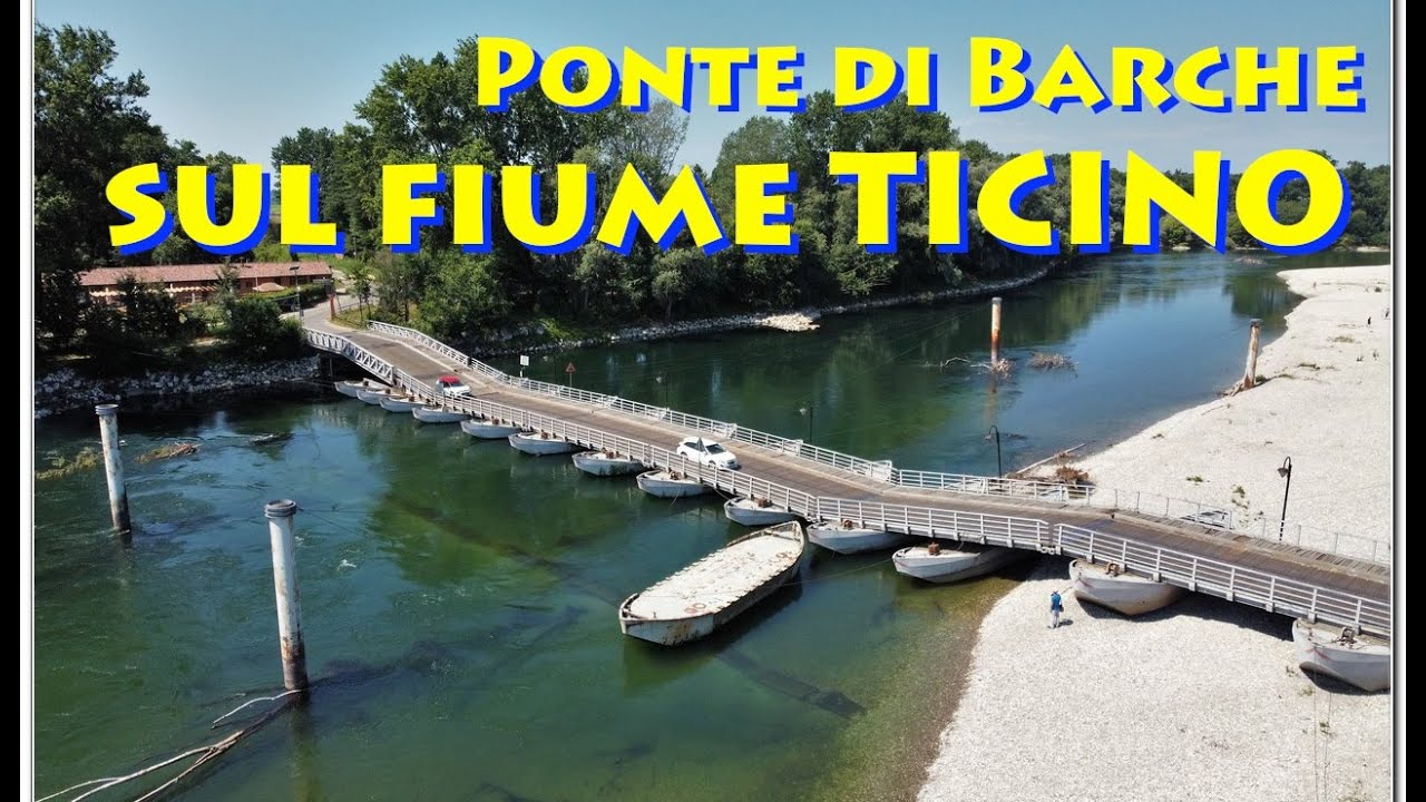 PONTE di BARCHE sul fiume Ticino a Bereguardo