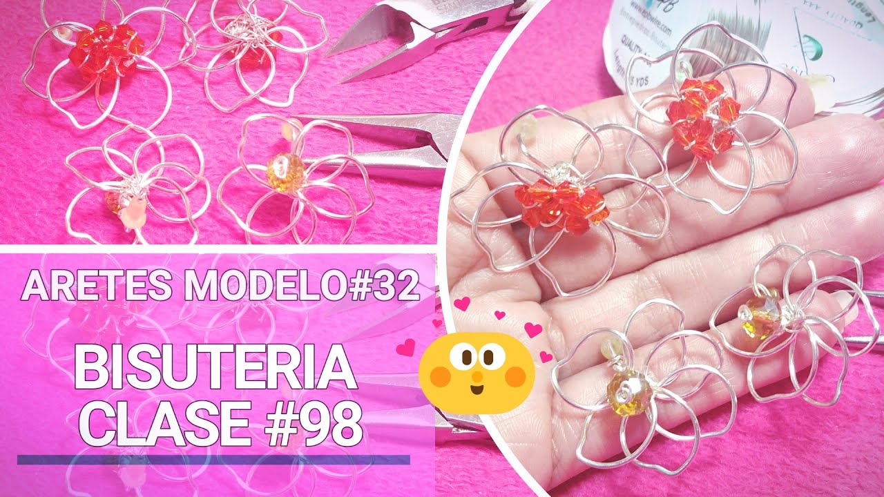 ARETES EN FORMA DE FLOR 🌺 ALAMBRISMO 🌺 ~ bisuteria clase 98