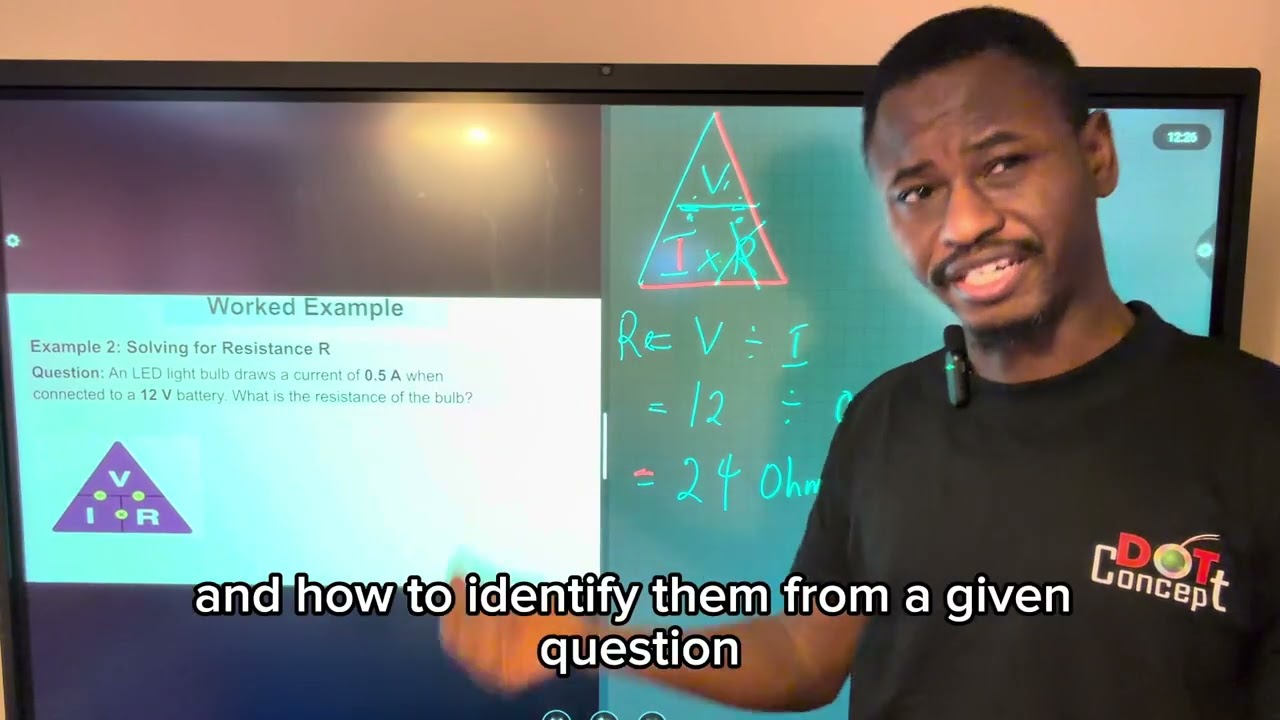 Ohm’s law and using the equation Triangle in answering questions on current, p.d and resistance 