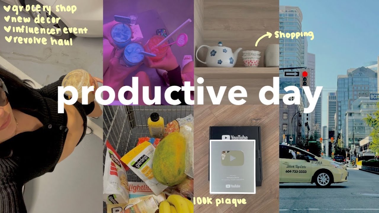 PRODUCTIVE DAY IN MY LIFE: aesthetic shopping + healthy groceries + clean with me + event 🫖🍋