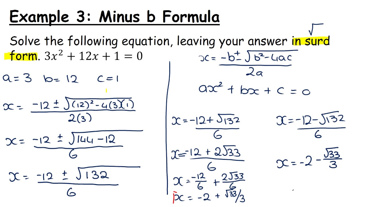 LCHL - Algebra Revision   Quadratic Trinomials