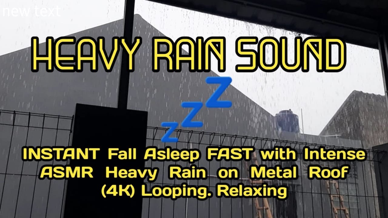 INSTANT Fall Asleep FAST with Intense ASMR Heavy Rain on Metal Roof (4K) Looping. Relaxing