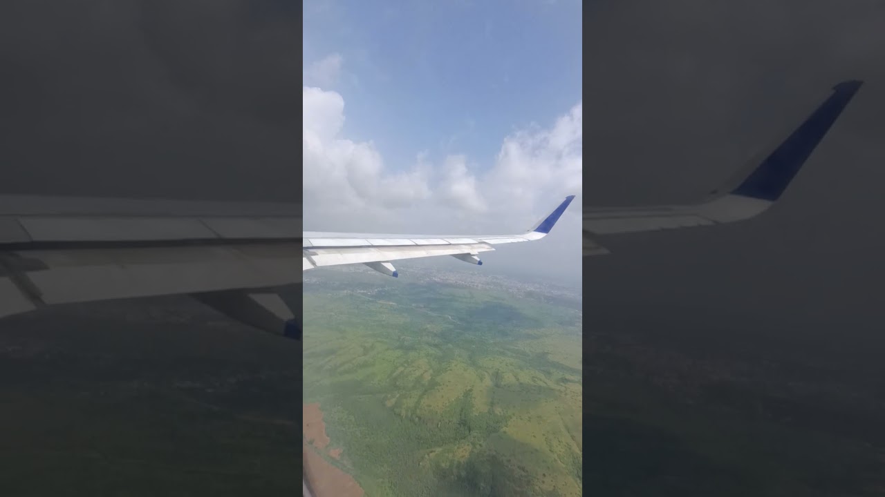 Indigo flight landing in Gwalior airport. Magnificent view of the city.