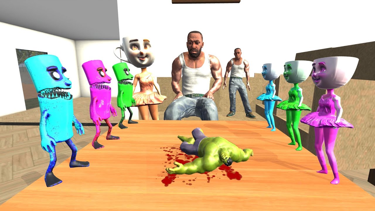 Tiny Colorful Zombie Tung Tung Sahur vs Tiny Colorful Ballerina Cappuccino In Indian Bike Driving 3d