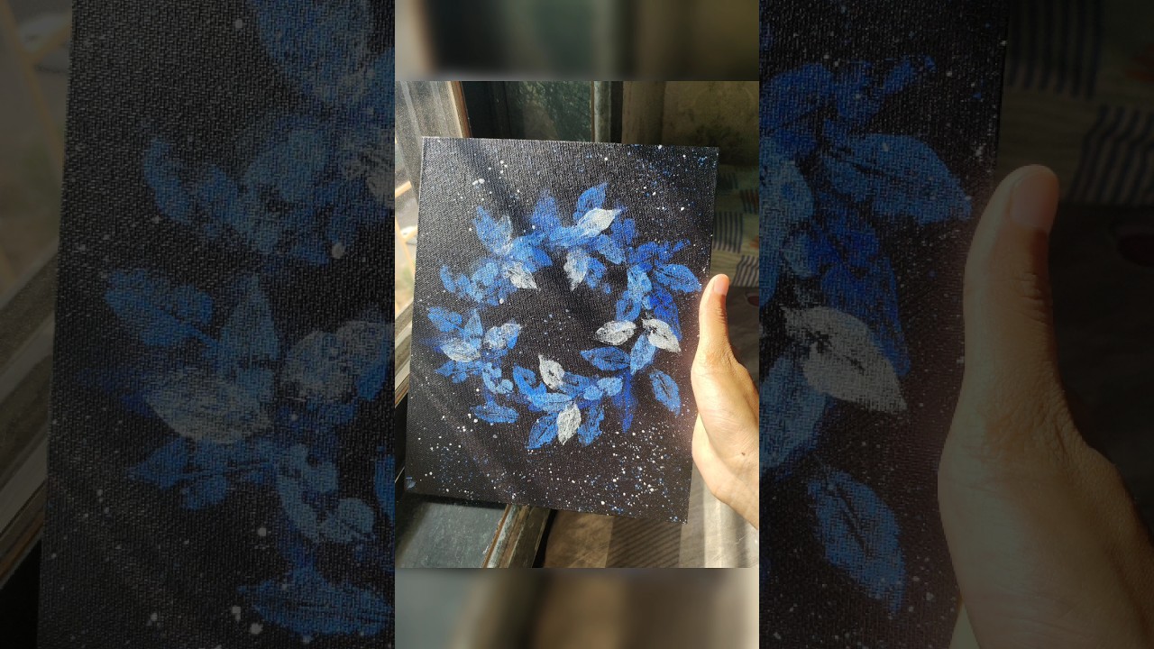leaf printing 🌿🍂 #canvas #painting #leafprinting