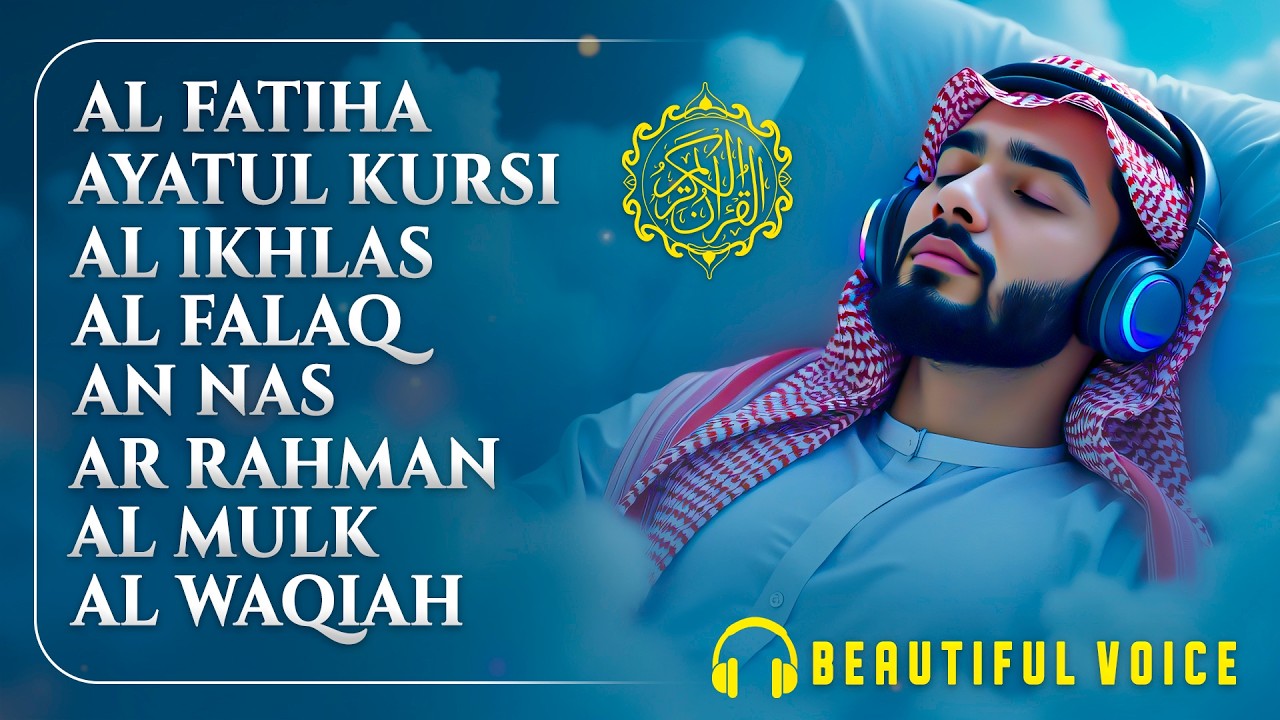 Peaceful Quran for Deep Sleep | Al-Fatiha,Ayatul Kursi,Surah Rahman, Al-Mulk, Yasin - By Alaa Aqel