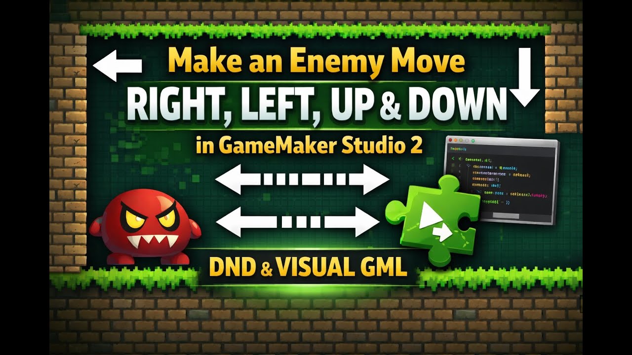 GameMaker Studio 2 Enemy Movement Tutorial - Right, Left, Up and Down (DND / Visual GML)
