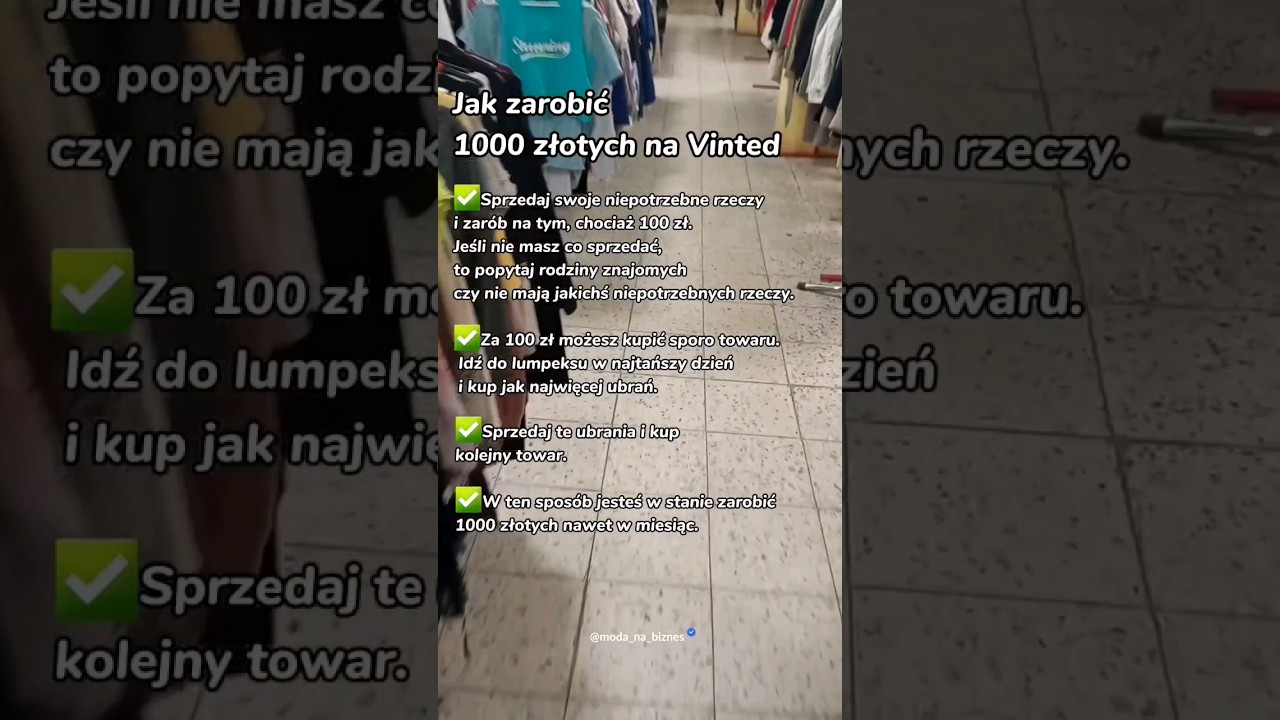 JAK ZAROBIĆ 1000 ZŁOTYCH NA VINTED W PIERWSZY MIESIĄC?   #vinted #sprzedaż #biznesonline #handel