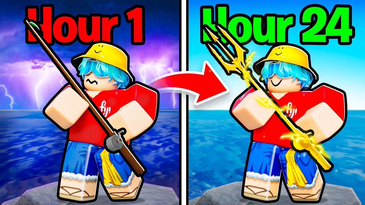 Noob to 0.1% RAREST TRIDENT ROD in 24 Hours (Roblox Fisch)