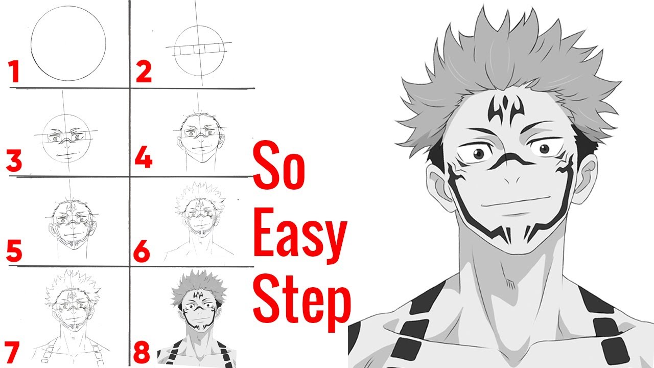 How to Draw Sukuna Step by Step - Jujutsu Kaisen (呪術廻戦)