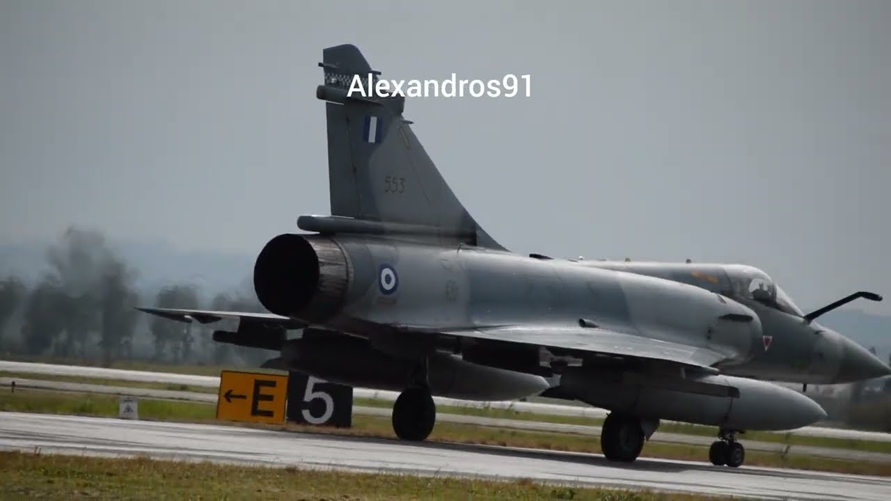 4x Dassault Mirage 2000-5 Hellenic Air Force taxing during exercise Iniochos 2026 #iniochos #mirage 