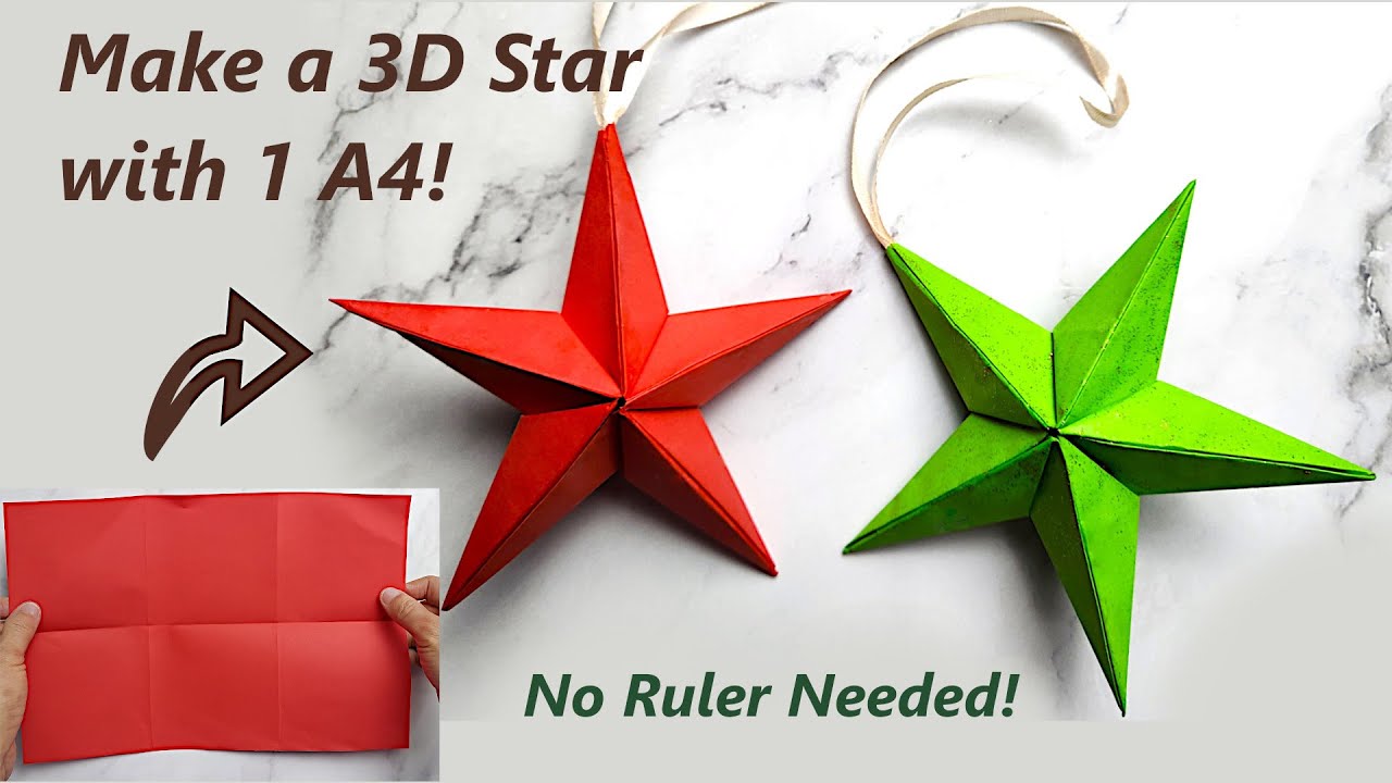 3D Paper Star from 1 A4 Coloring Paper 🌟 | Easy DIY Craft Tutorial