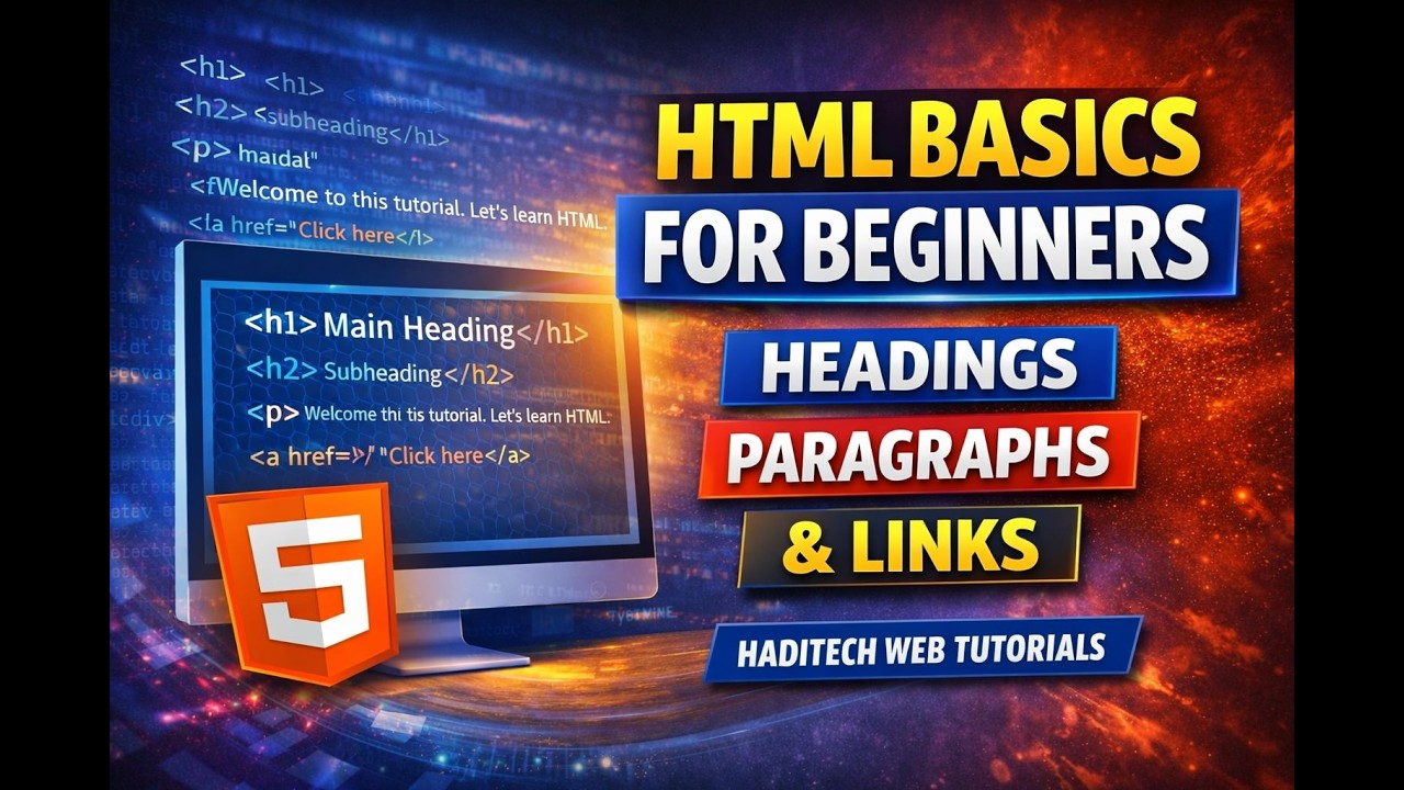 HTML Basics for Beginners  Headings, Paragraphs & Links  HadiTech Web Tutorials