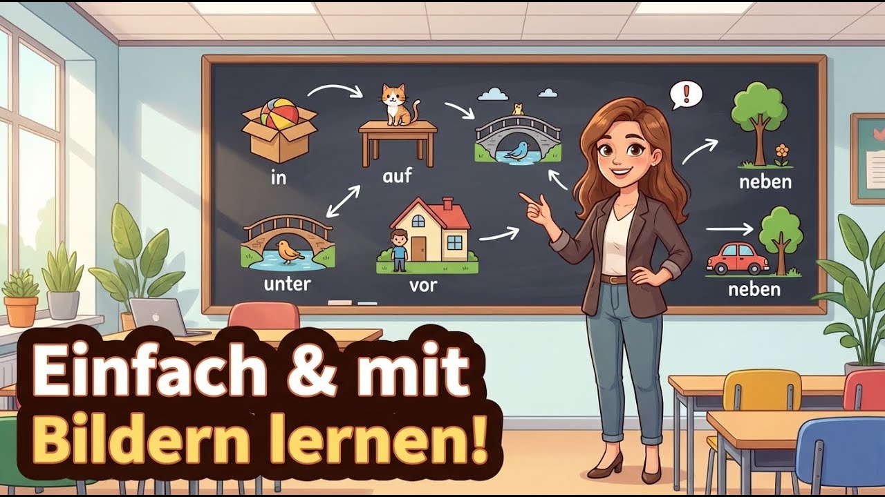100 Deutsche Pr&auml;position-S&auml;tze f&uuml;r Anf&auml;nger | Lernen mit Bildern & einfachen Beispielen