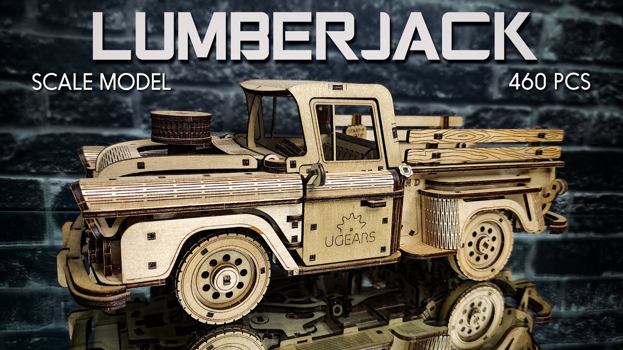 Assembly Pickup Lumberjack Out of Wood | Ugears 3D Puzzle | Speed Build & Review | ASMR