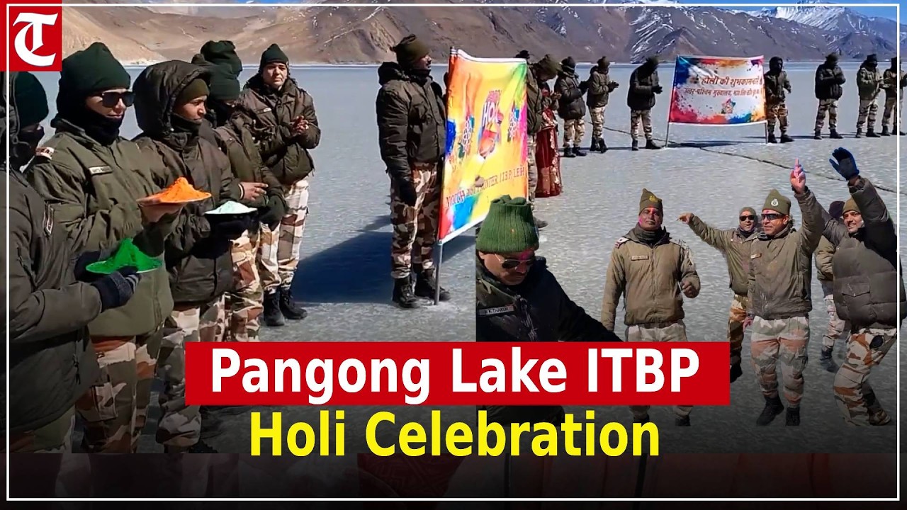 ITBP Troops Celebrate Holi with Locals on Frozen Pangong Lake, Adding Colours to Snow