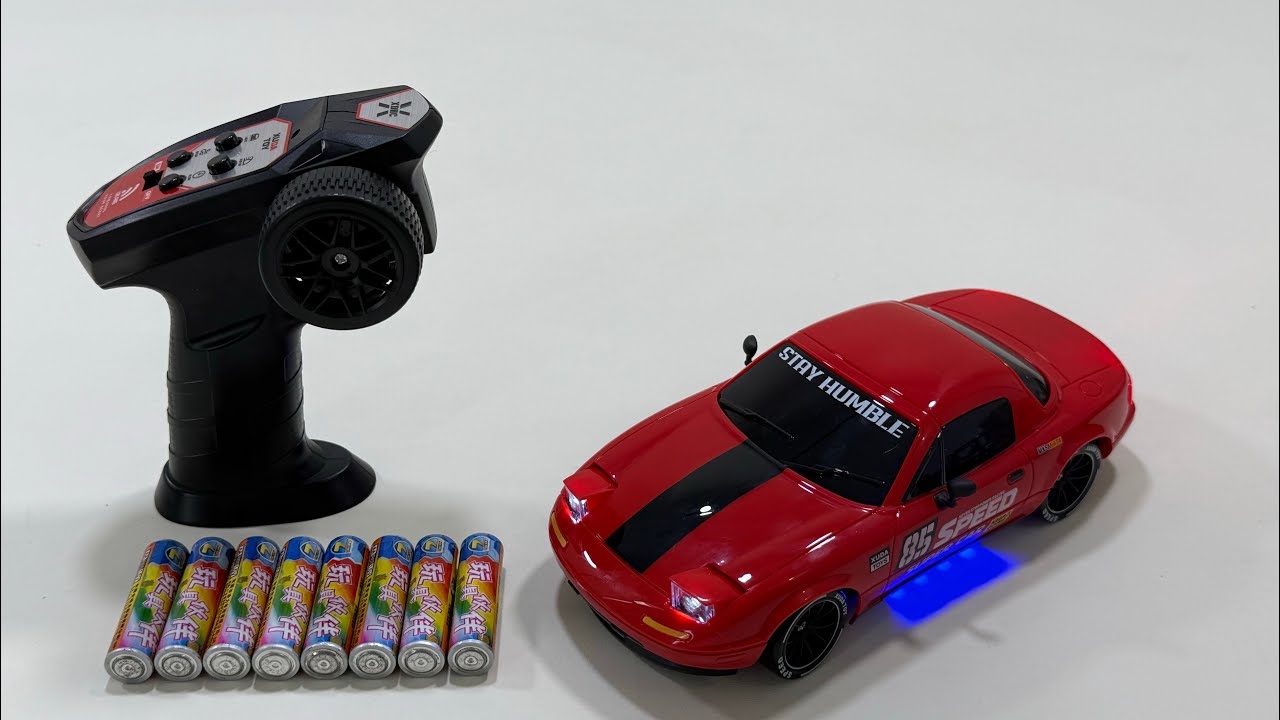 Unboxing RC police car, RC off-road vehicle, red RC car, cartoon RC car