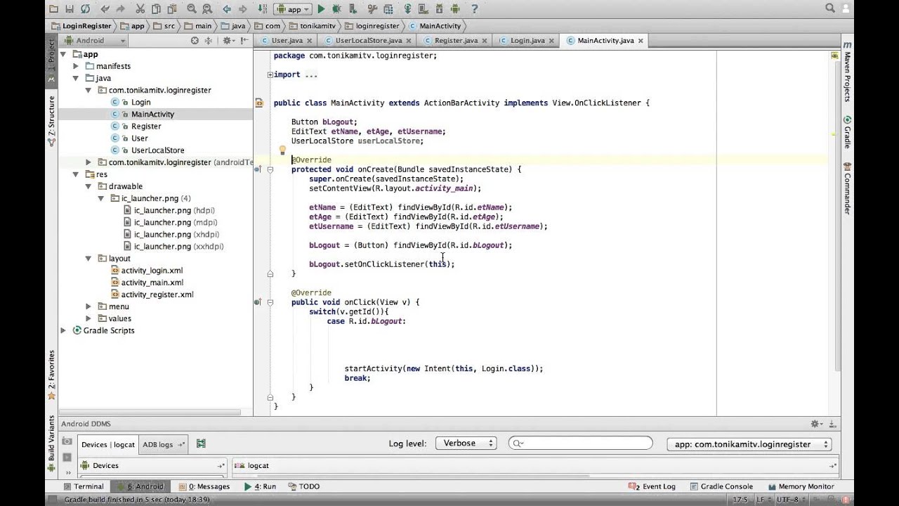 Android Tutorial - Login and Register Part 2 - Saving user details