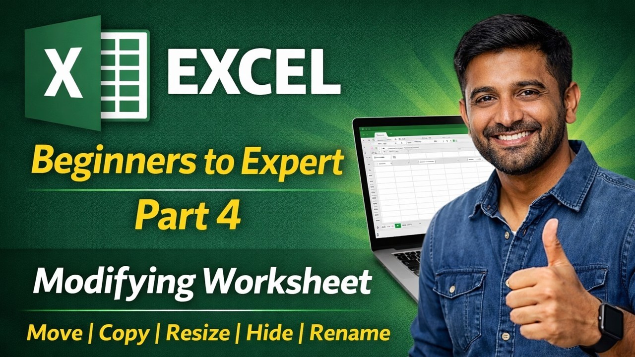 Excel Beginners to Expert | Part 4 | Modifying Worksheet (Move, Copy, Resize) | Tamil