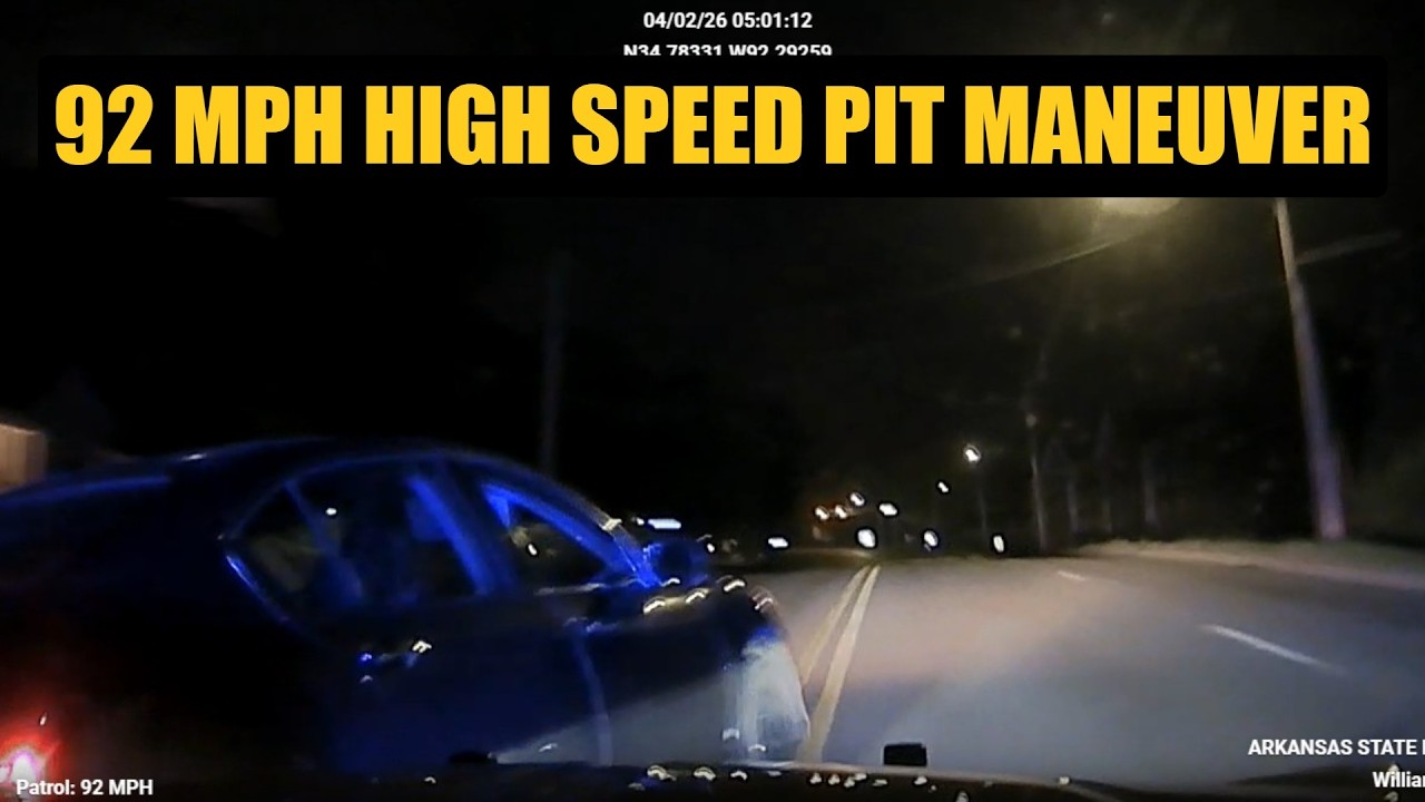 Wild 92 MPH High Speed PIT Maneuver of Reckless Suspect-Power Pole DESTROYED!