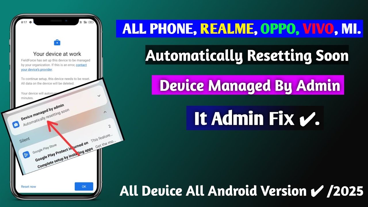 Device Managed by Admin Resetting - Solved |All Oppo Vivo Mi Realme Tecno Device Manage By Admin Fix