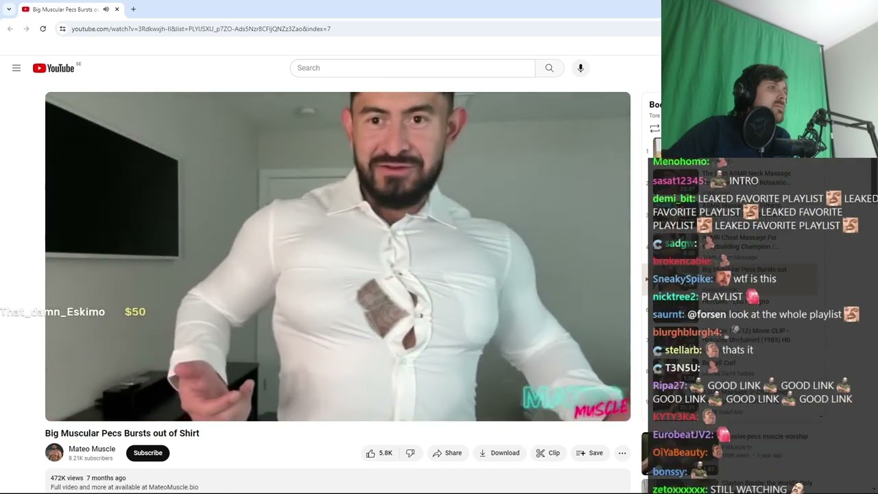 Forsen Reacts to Big Muscular Pecs Bursts out of Shirt