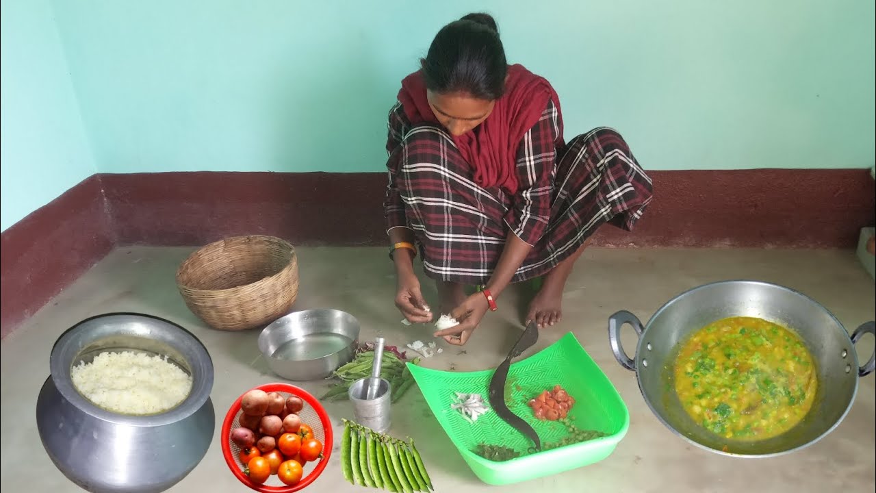 Make a delicious vegetable of peas, potatoes, tomatoes and sin / rural cooking style ||
