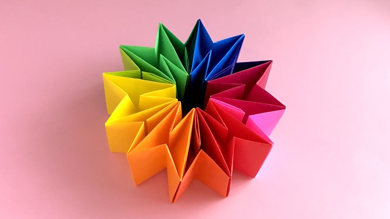 【折り紙】12枚で作る折り紙万華鏡（のり・はさみ不要です）製作時間目安1～2時間
