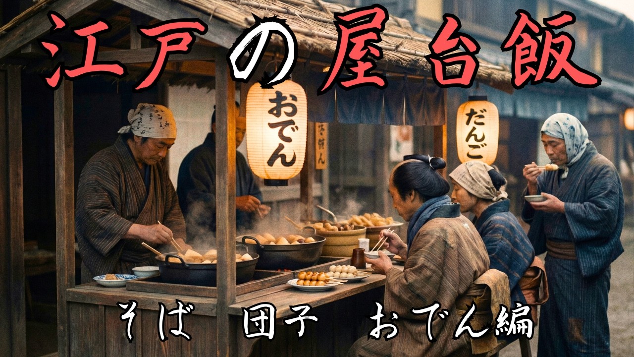 【AI再現】江戸時代の屋台飯！そば・団子・おでんはどう作られていた？