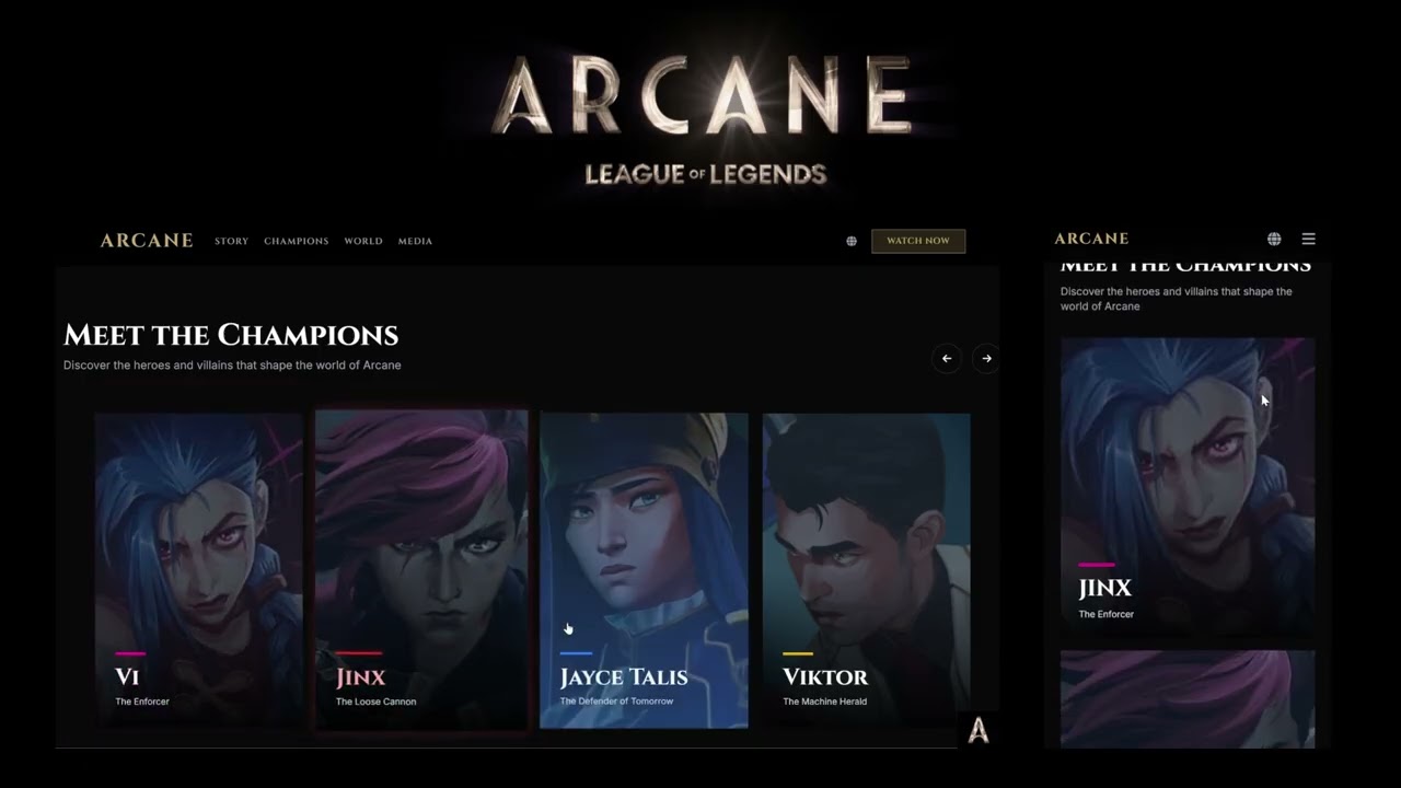 Arcane inspired landing page