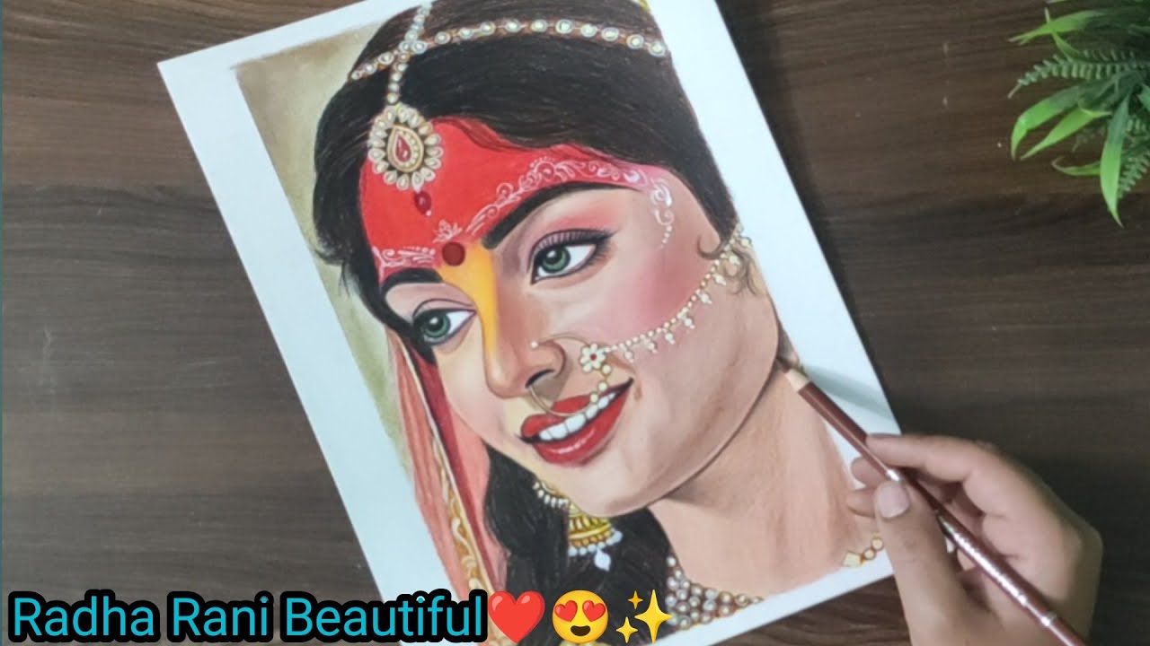 Beautiful Drawing Shri Radha Rani ❤✨|Radha Rani Drawing Step By Step🌼|Color Drawing Final Part|
