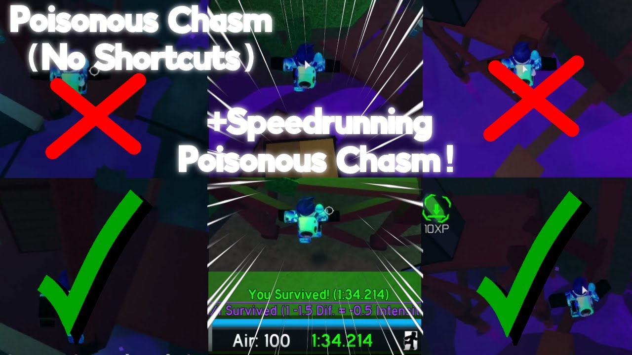 Flood Escape 2 - Poisonous Chasm NO SHORTCUTS! (+Speedrunning Poisonous Chasm) (Community Maps)