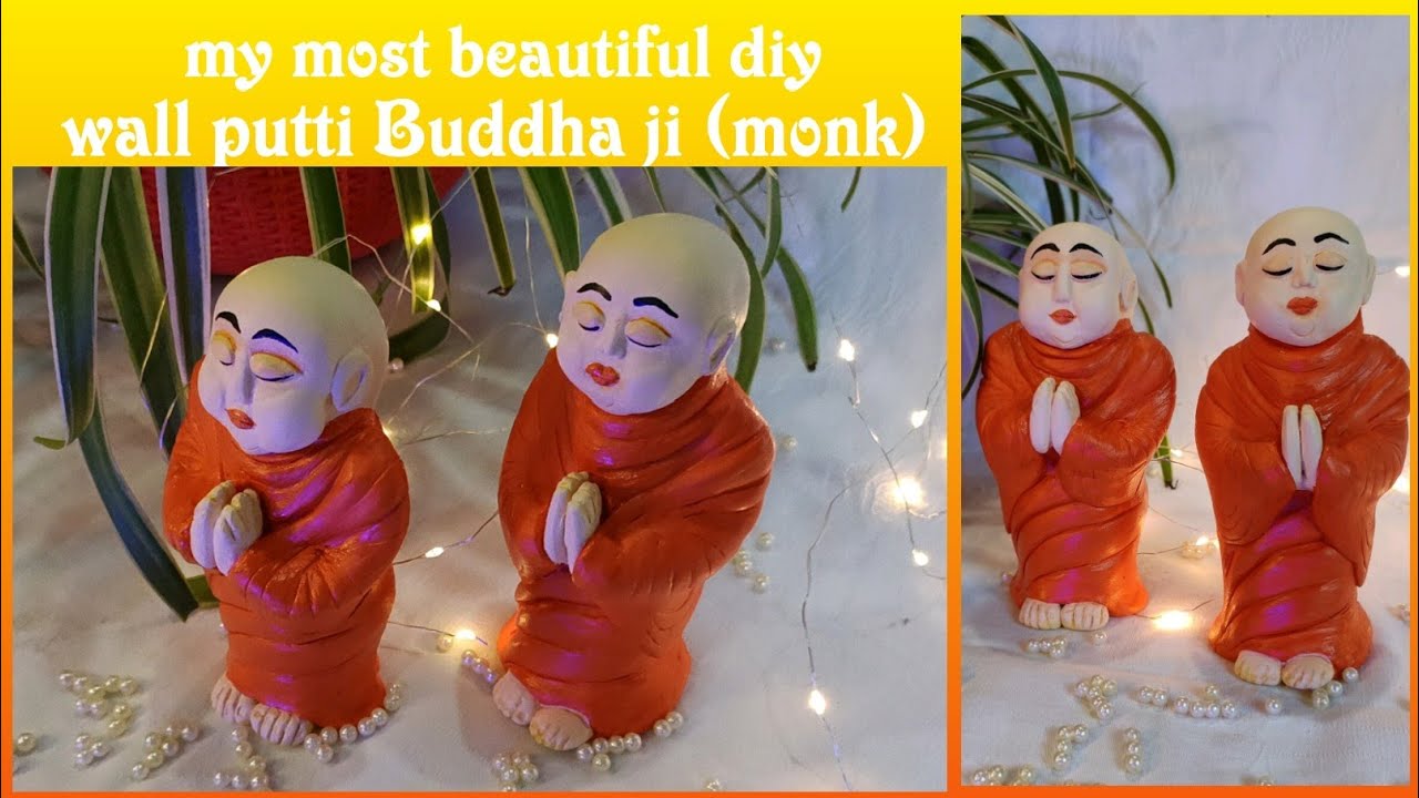 Buddha Ji diy/cheapest monk diy by wall putti/wall putty craft/वॉल पुट्टी से बनाए सुंदर बुद्धा जी