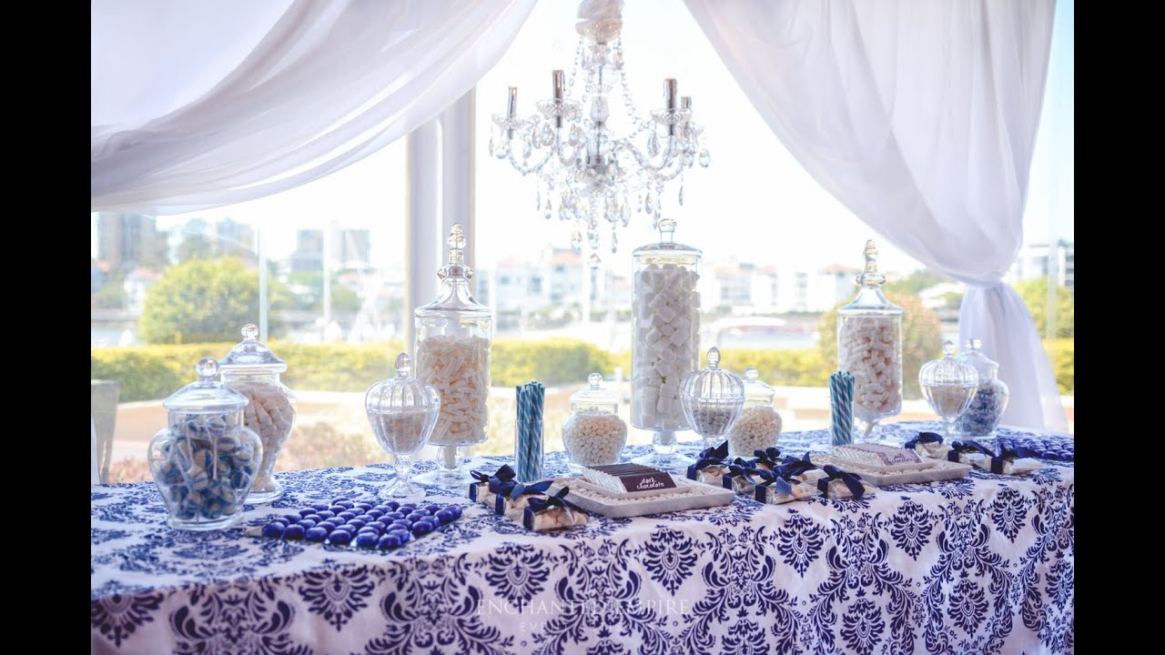 Navy Damask Lolly Bar styled by Enchanted Empire