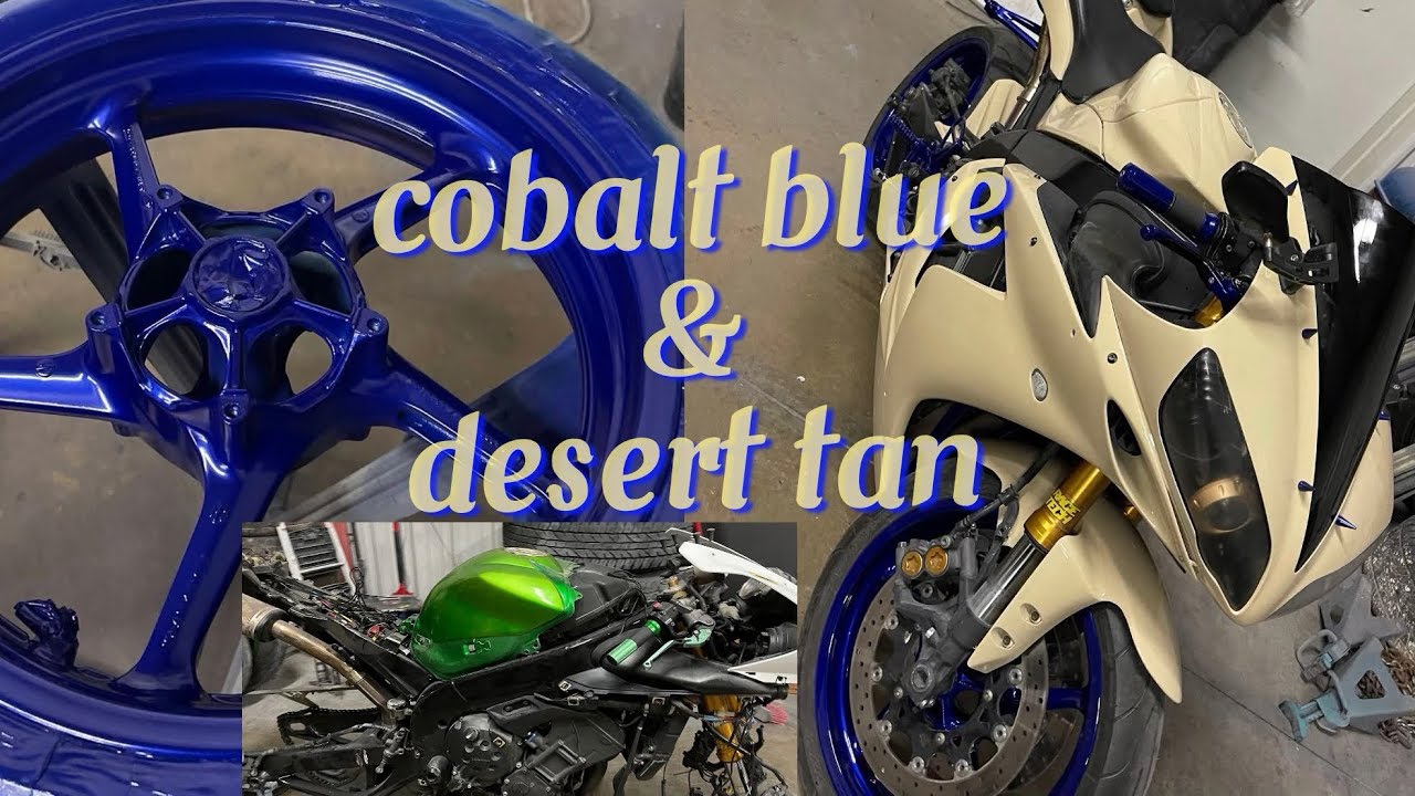 Painting Candy Cobalt blue & Desert tan￼ on Yamaha￼ R1| DIY￼ | Color Change!