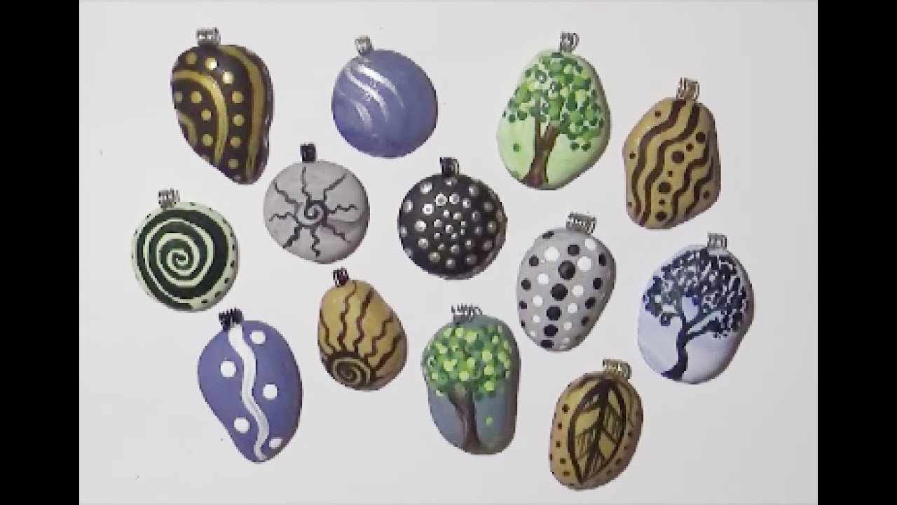 EASY Painted Polymer Clay Rock Pendants