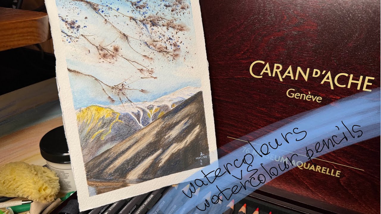 Caran D’Ache Museum Aquarelle (full set wooden box): Unboxing, swatching, mixing with watercolours