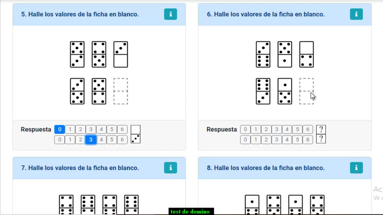 TEST DE DOMINO CONCURSO DE OPOSICION 2021