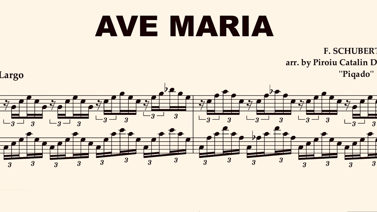 Ave Maria - Schubert arr. by Piqado easy to read version in C major for Solo Piano Sheet Music