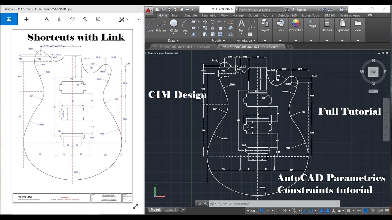 How To Create a Guitar in #AutoCAD or #Autocad_Parametric_Constraints_Drawing Tutorials