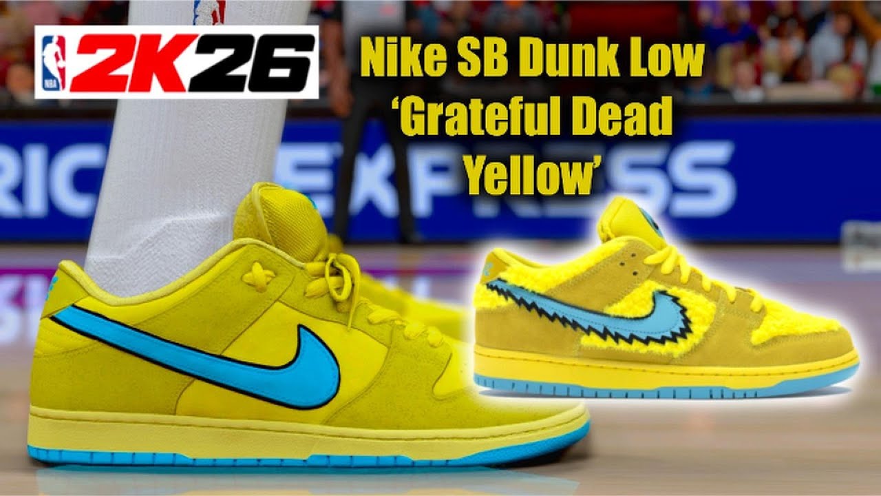 NBA 2K26 Shoe Creator - Nike SB Dunk Low Grateful Dead Opti Yellow