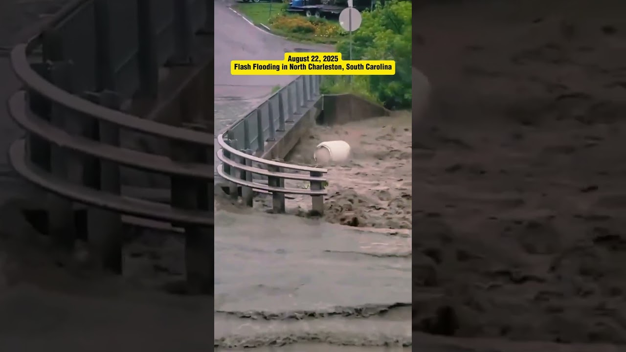 August 22, 2025   Flash Flooding in North Charlest #hurricane #epicweather #storm