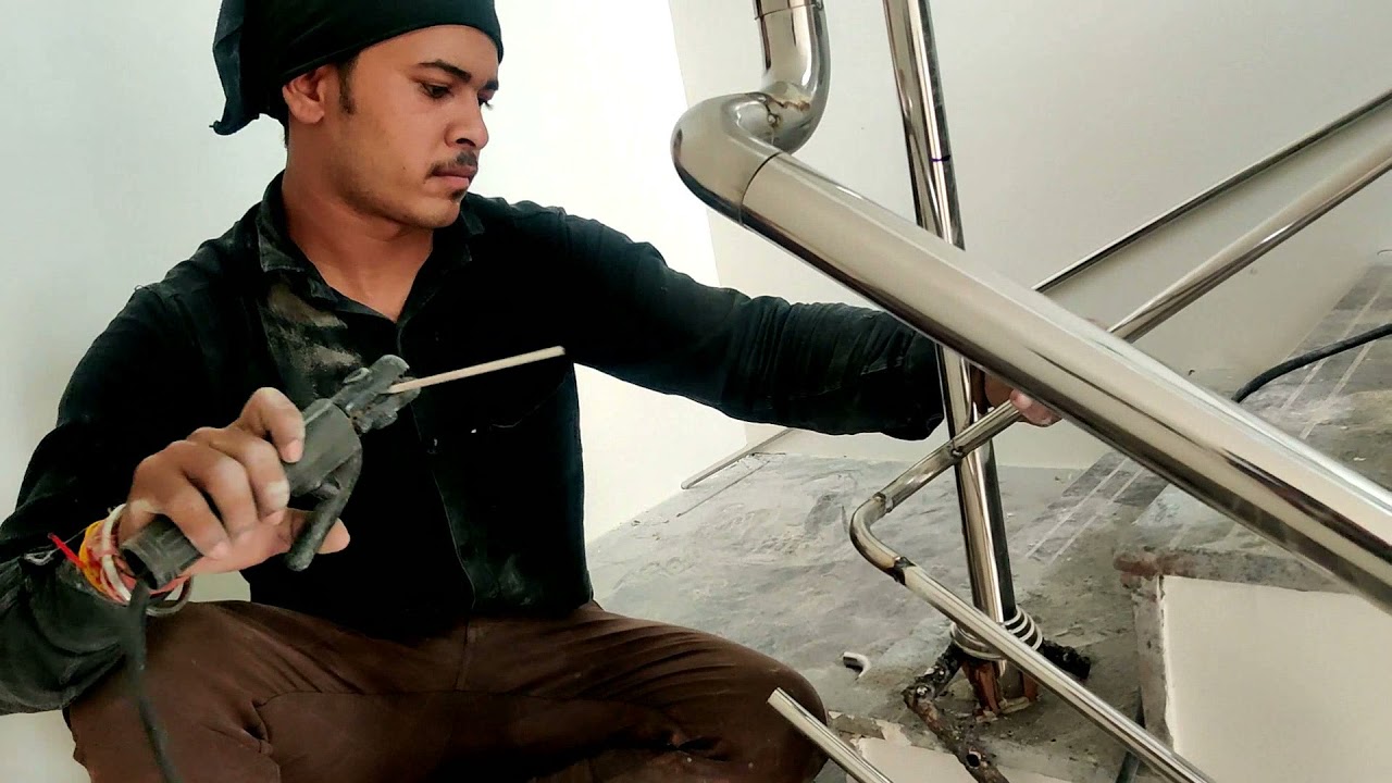 S S Hand Rails / SS Railing With Glass ) Staircase FULL setting || Steel railing For Stairs Design