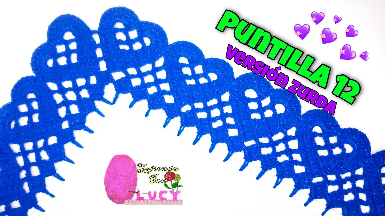 puntilla 12/ CORAZONES/puntilla de una sola vuelta versión zurda