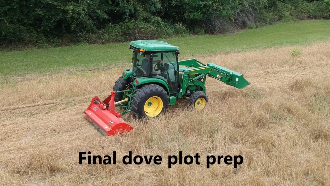 #175 Final dove plot prep, brown top millet on the ground! John Deere 4066R