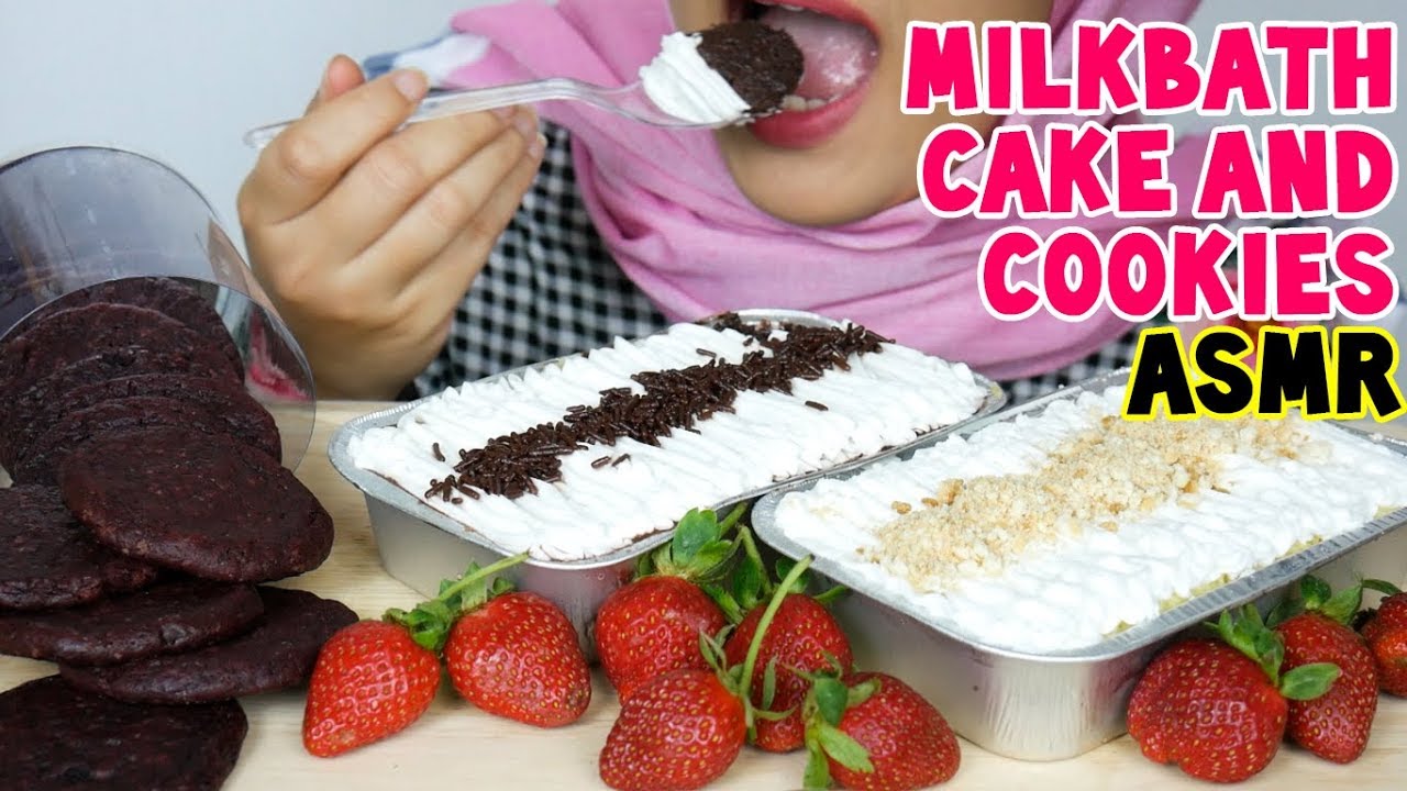 ASMR Eating Sounds: Bathmilk Cake and Red Velvet Cookies || 먹방 ||  Endorse ||  ASMR Indonesia