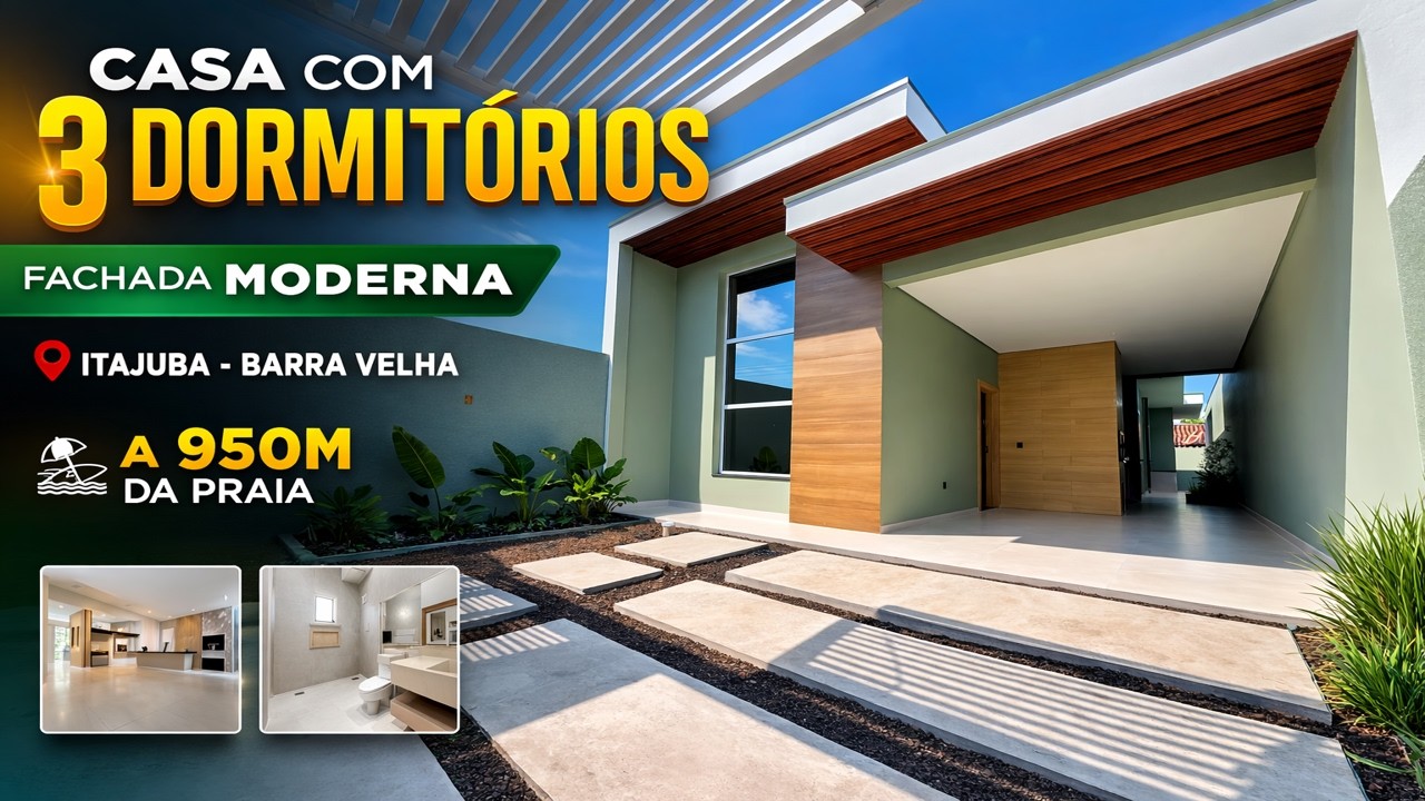 Casa Moderna com 3 Dormitórios em Itajuba – Barra Velha | A 950m da Praia 🌴