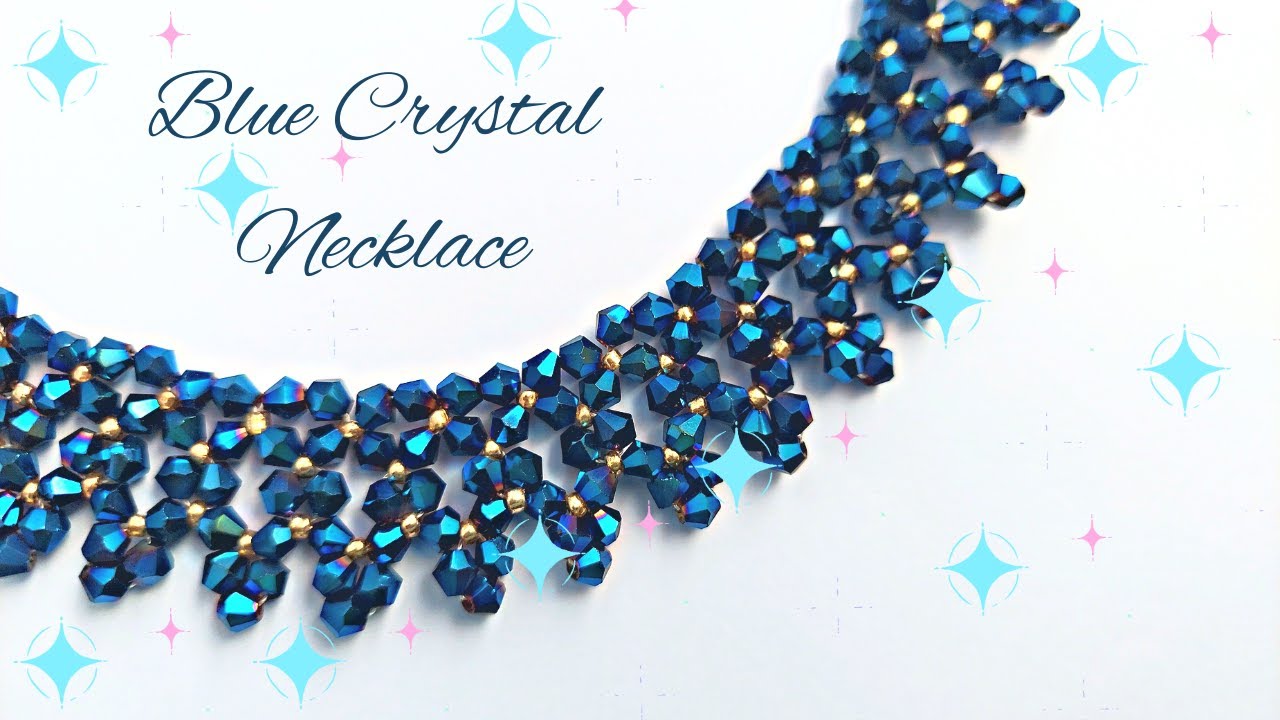 Blue Crystal Necklace. DIY Beading Tutorials. Crystal Necklace. Jewellery making at home.