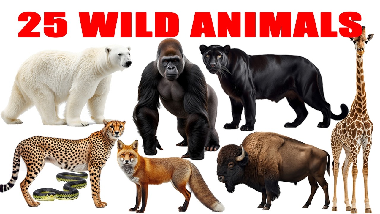 Wild Animals for Kids | Learn 25 Animal Names in English | Fun Education